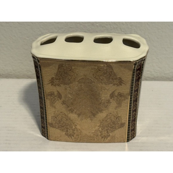 Croscill‎ Townhouse Ceramic Bathroom Toothbrush Holder Bathroom Accessory - Picture 1 of 6